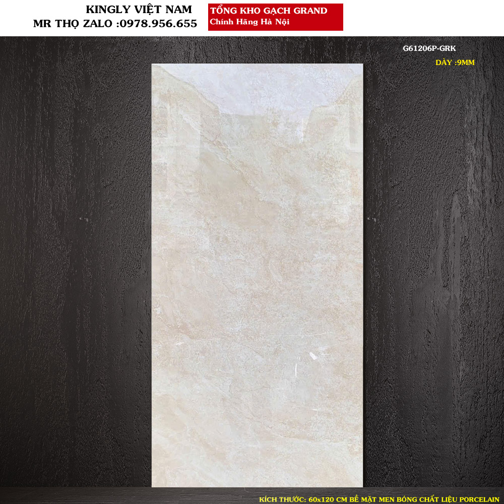 Gạch vân đá vàng Grand 60x120 cm G61206P Loại 1